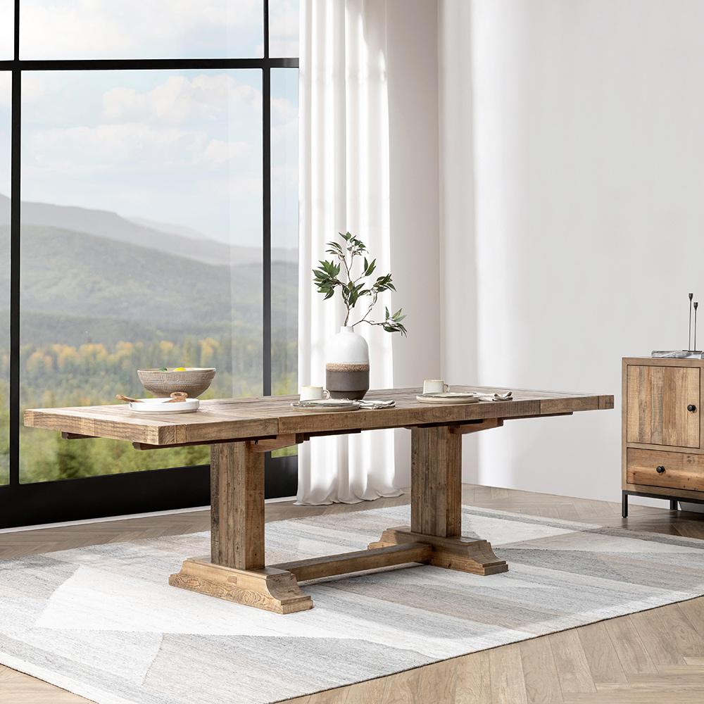 Classic Home - Dita Reclaimed Pine Wood Extendable Dining Table - Aged ...