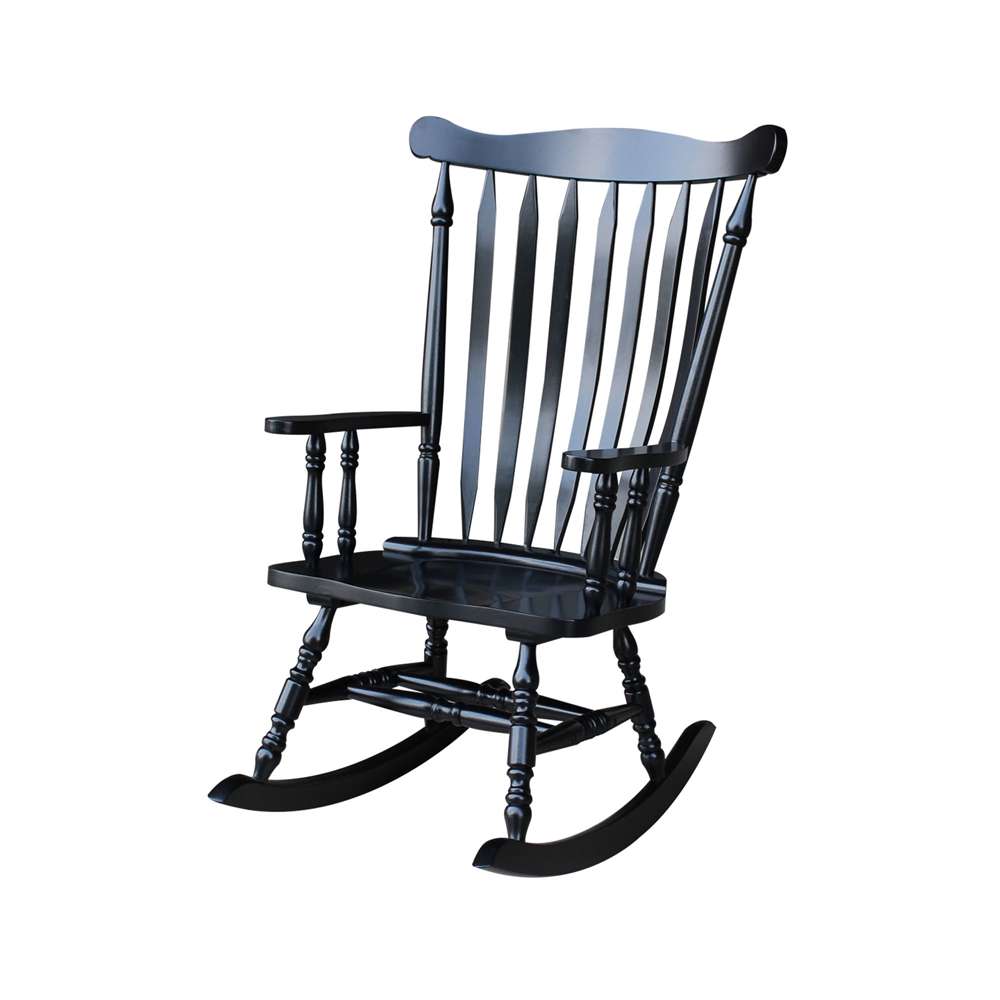 Solid Board Rocker International Concepts - Solid Wood Rocker (RTA) in Antique Black ...