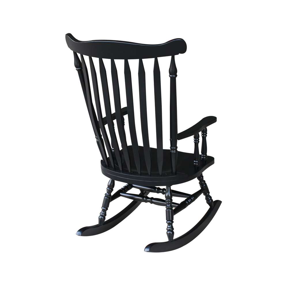 Tei Small Wood Rocker International Concepts - Solid Wood Rocker (RTA) in Antique Black ...