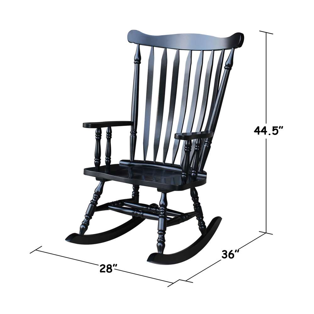 Tei Small Wood Rocker International Concepts - Solid Wood Rocker (RTA) in Antique Black ...